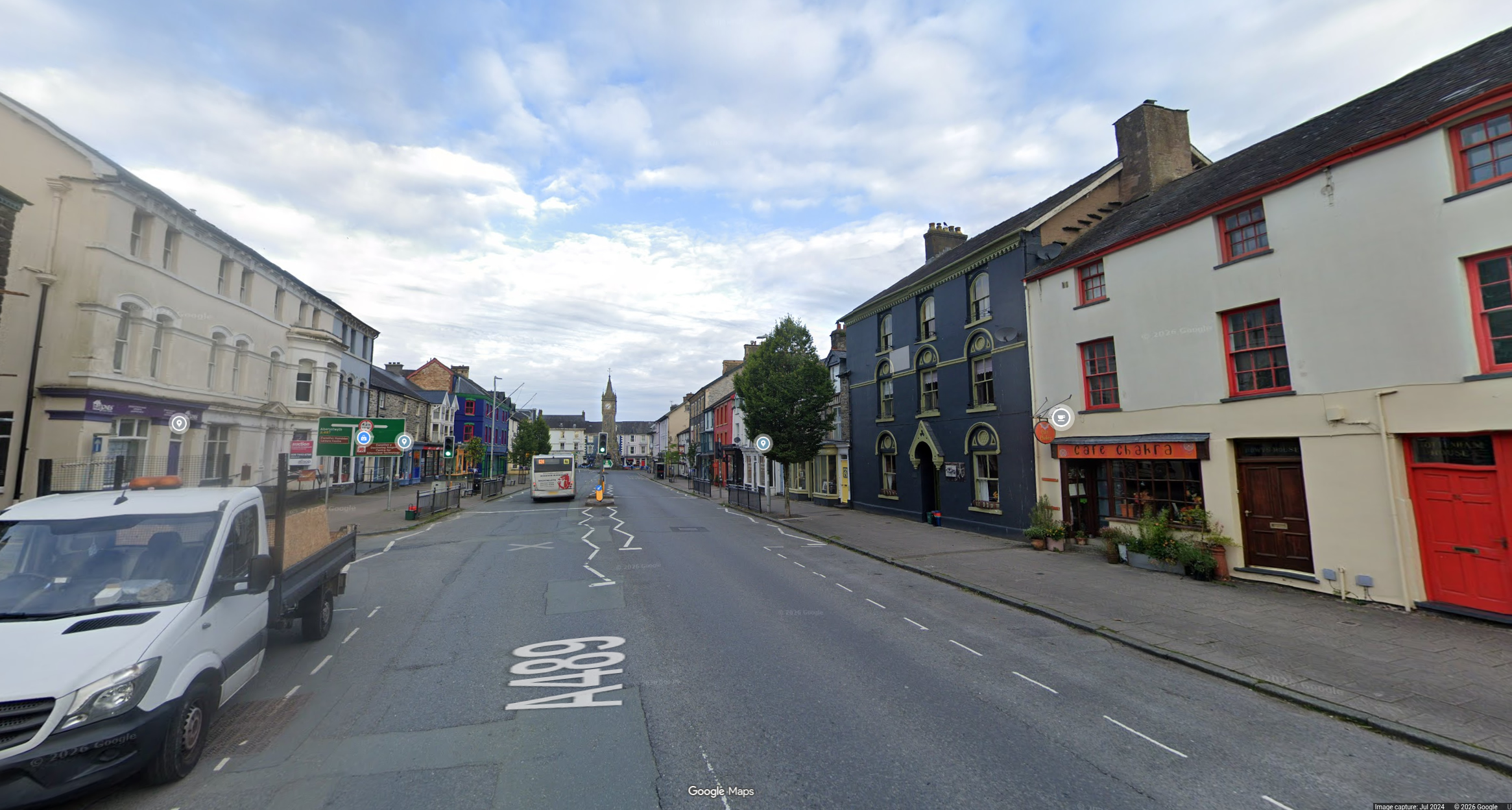Heol Maengwyn main street in Machynlleth, Powys